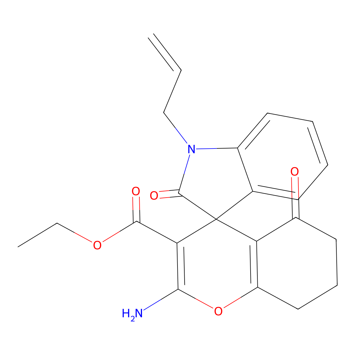 ethyl 2-amino-2',5-dioxo-1'-prop-2-enylspiro[7,8-dihydro-6H-chromene-4,3'-indole]-3-carboxylate molecular structure, CAS 445222-60-6