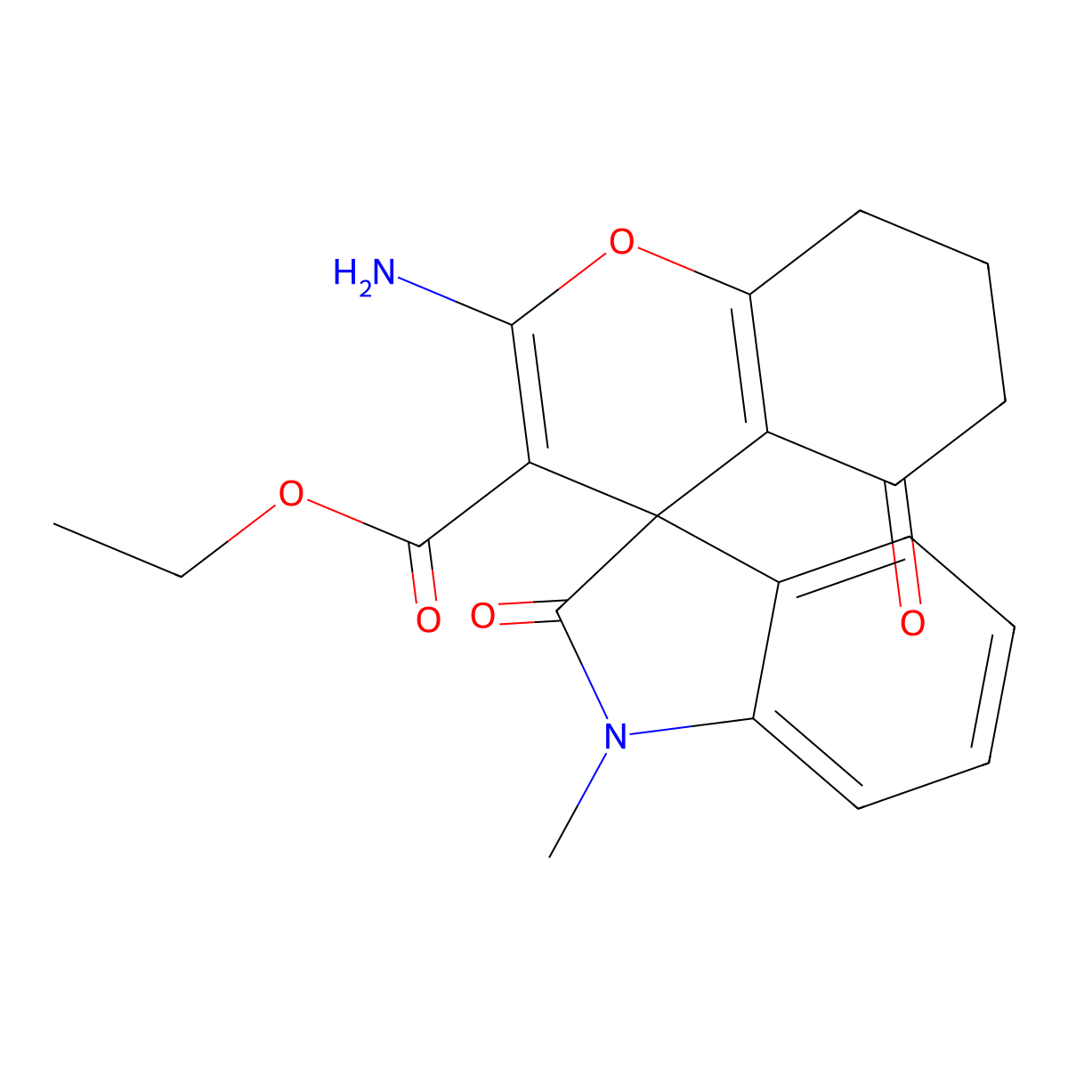 ethyl 2-amino-1'-methyl-2',5-dioxospiro[7,8-dihydro-6H-chromene-4,3'-indole]-3-carboxylate molecular structure, CAS 445222-67-3