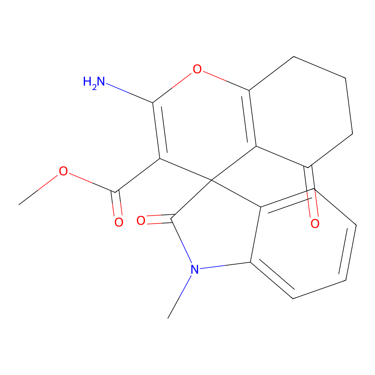 methyl 2-amino-1'-methyl-2',5-dioxospiro[7,8-dihydro-6H-chromene-4,3'-indole]-3-carboxylate molecular structure, CAS 445222-72-0