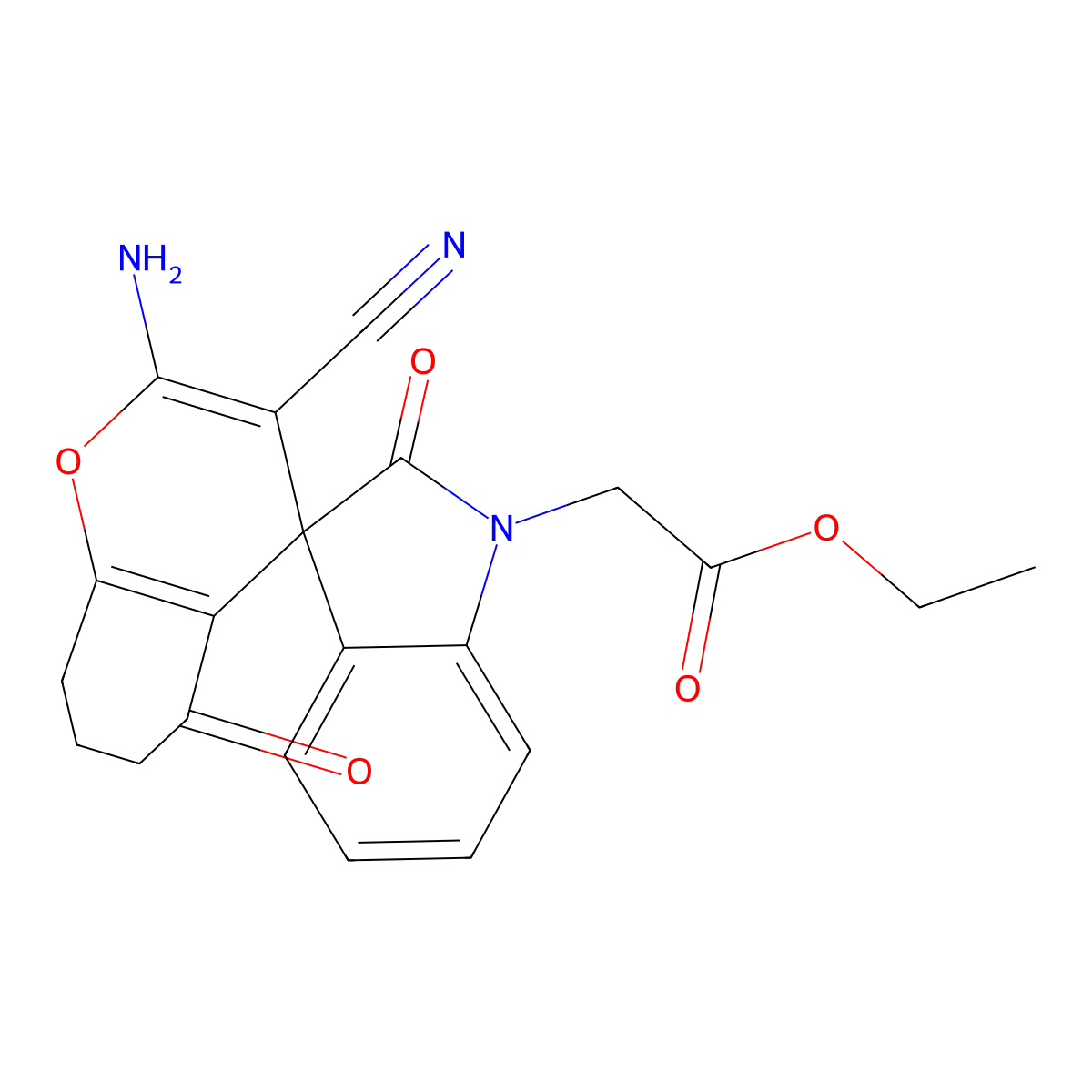 ethyl 2-(2-amino-3-cyano-2',5-dioxospiro[7,8-dihydro-6H-chromene-4,3'-indole]-1'-yl)acetate molecular structure, CAS 445222-95-7