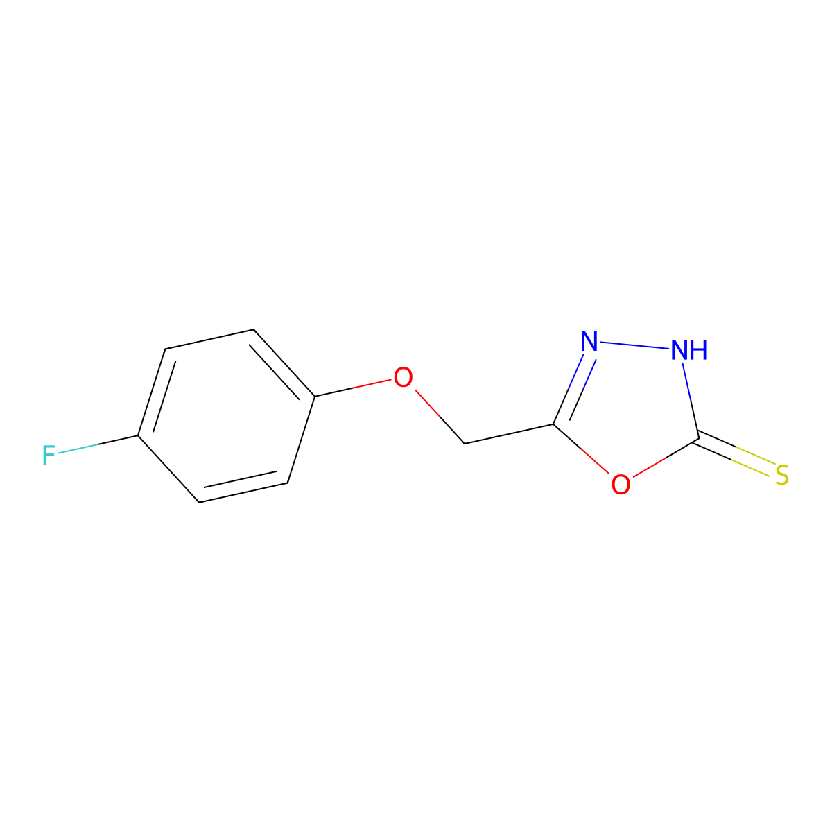 5-[(4-Fluorophenoxy)methyl]-1,3,4-oxadiazole-2-thiol molecular structure, CAS 445224-41-9