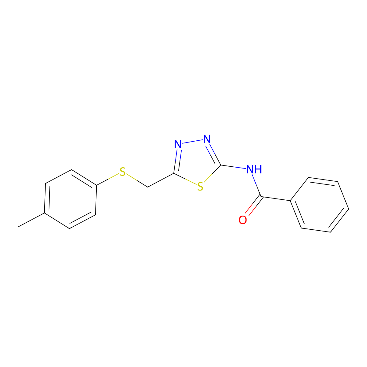 N-(5-{[(4-methylphenyl)sulfanyl]methyl}-1,3,4-thiadiazol-2-yl)benzamide molecular structure, CAS 445224-67-9