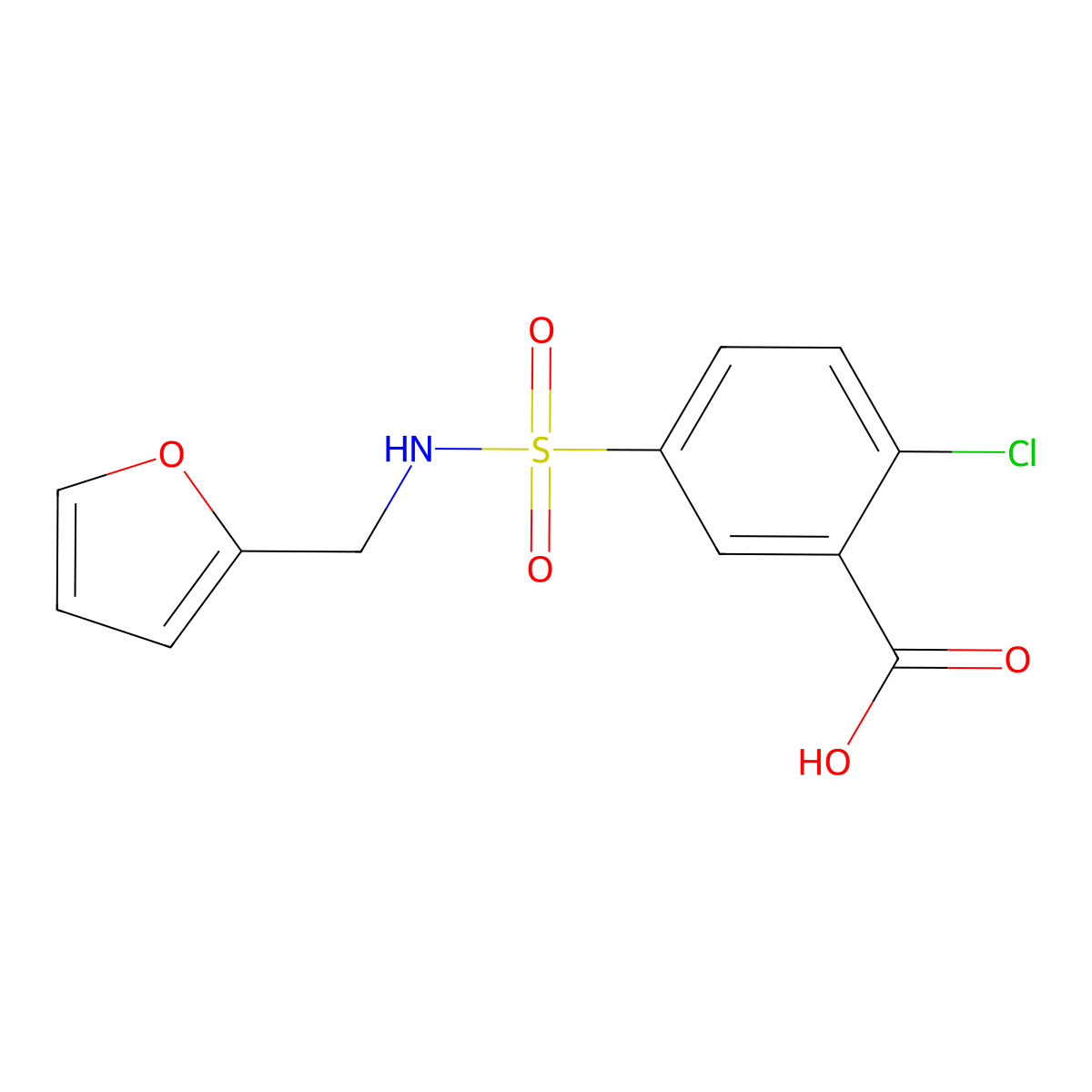 2-Chloro-5-{[(2-furylmethyl)amino]sulfonyl}benzoic acid molecular structure, CAS 445224-92-0