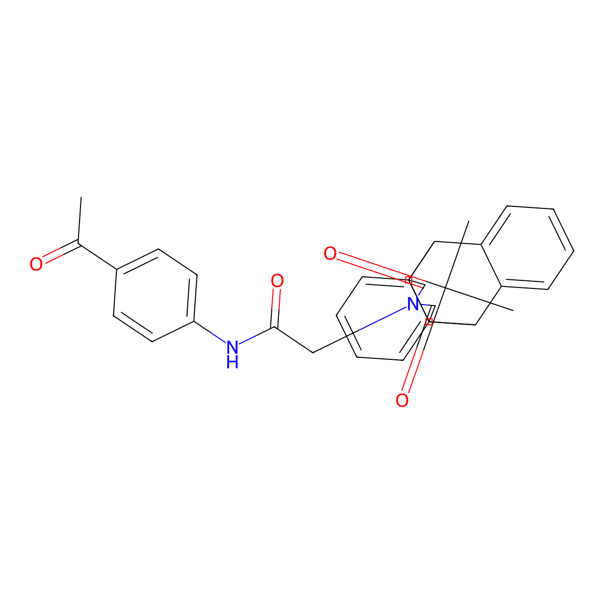 N-(4-acetylphenyl)-2-(16,18-dioxo-17-azapentacyclo[6.6.5.0~2,7~.0~9,14~.0~15,19~]nonadeca-2,4,6,9,11,13-hexaen-17-yl)acetamide (non-preferred name) molecular structure, CAS 445225-20-7