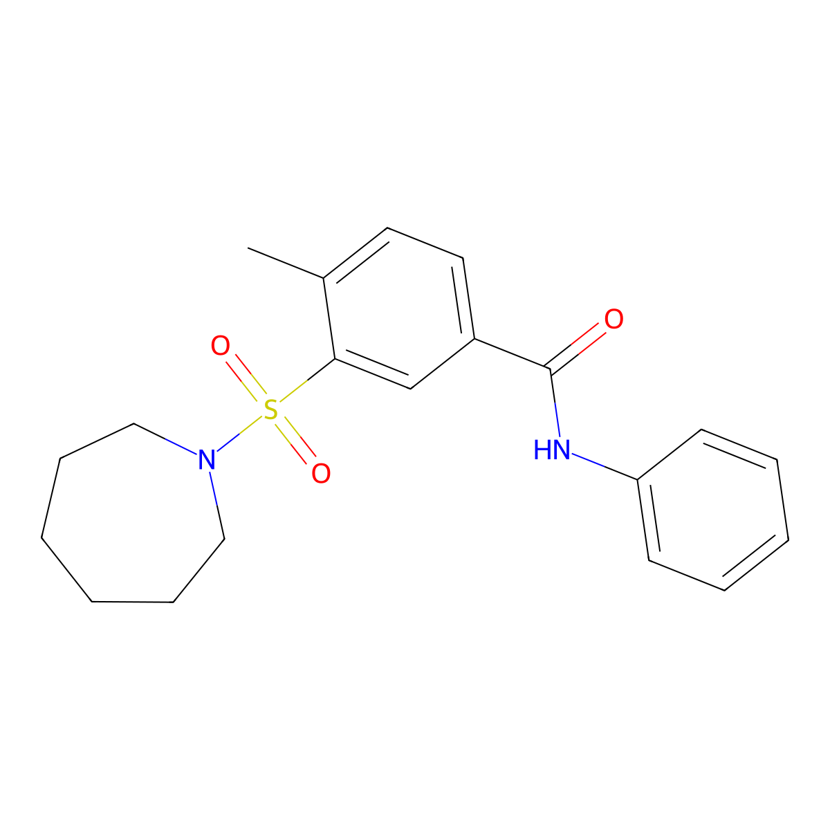 3-(azepan-1-ylsulfonyl)-4-methyl-N-phenylbenzamide molecular structure, CAS 445225-69-4