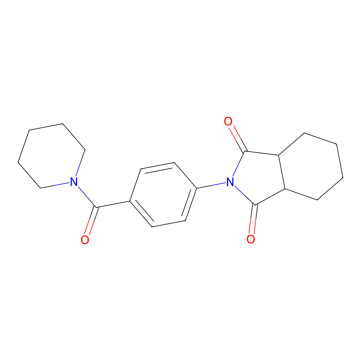 2-(4-(piperidine-1-carbonyl)phenyl)hexahydro-1H-isoindole-1,3(2H)-dione molecular structure, CAS 445226-29-9