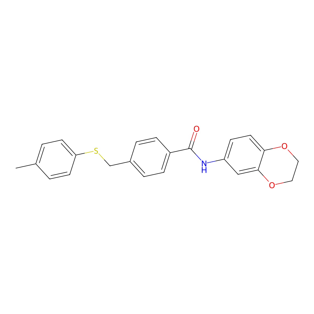N-(2,3-Dihydrobenzo[b][1,4]dioxin-6-yl)-4-((p-tolylthio)methyl)benzamide molecular structure, CAS 445226-55-1