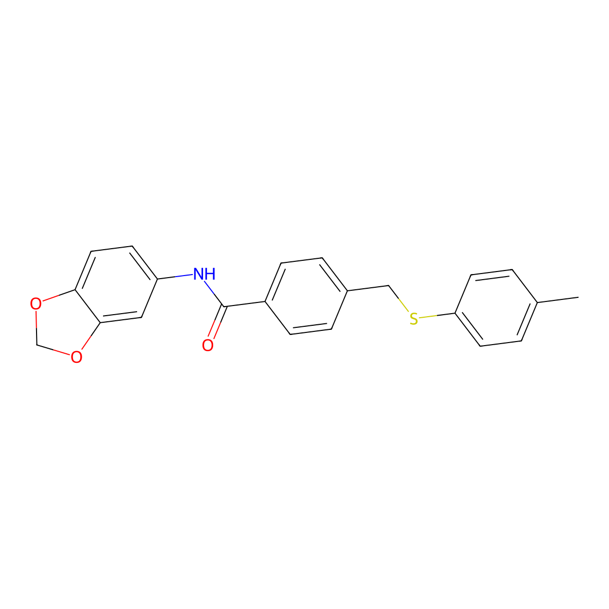 N-(1,3-benzodioxol-5-yl)-4-{[(4-methylphenyl)sulfanyl]methyl}benzamide molecular structure, CAS 445226-56-2