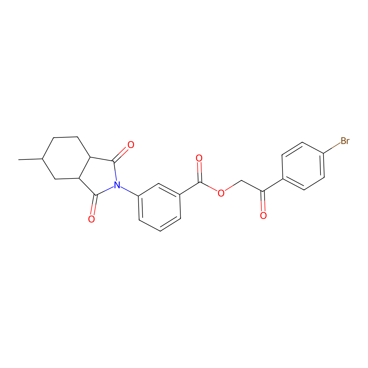 2-(4-bromophenyl)-2-oxoethyl 3-(5-methyl-1,3-dioxooctahydro-2H-isoindol-2-yl)benzoate molecular structure, CAS 445227-25-8