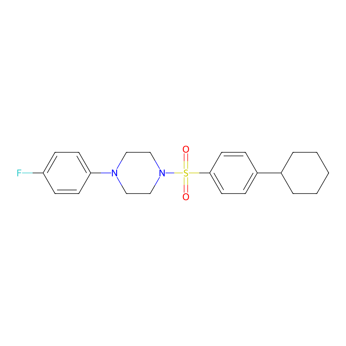 1-(4-Cyclohexylbenzenesulfonyl)-4-(4-fluorophenyl)piperazine molecular structure, CAS 445227-74-7
