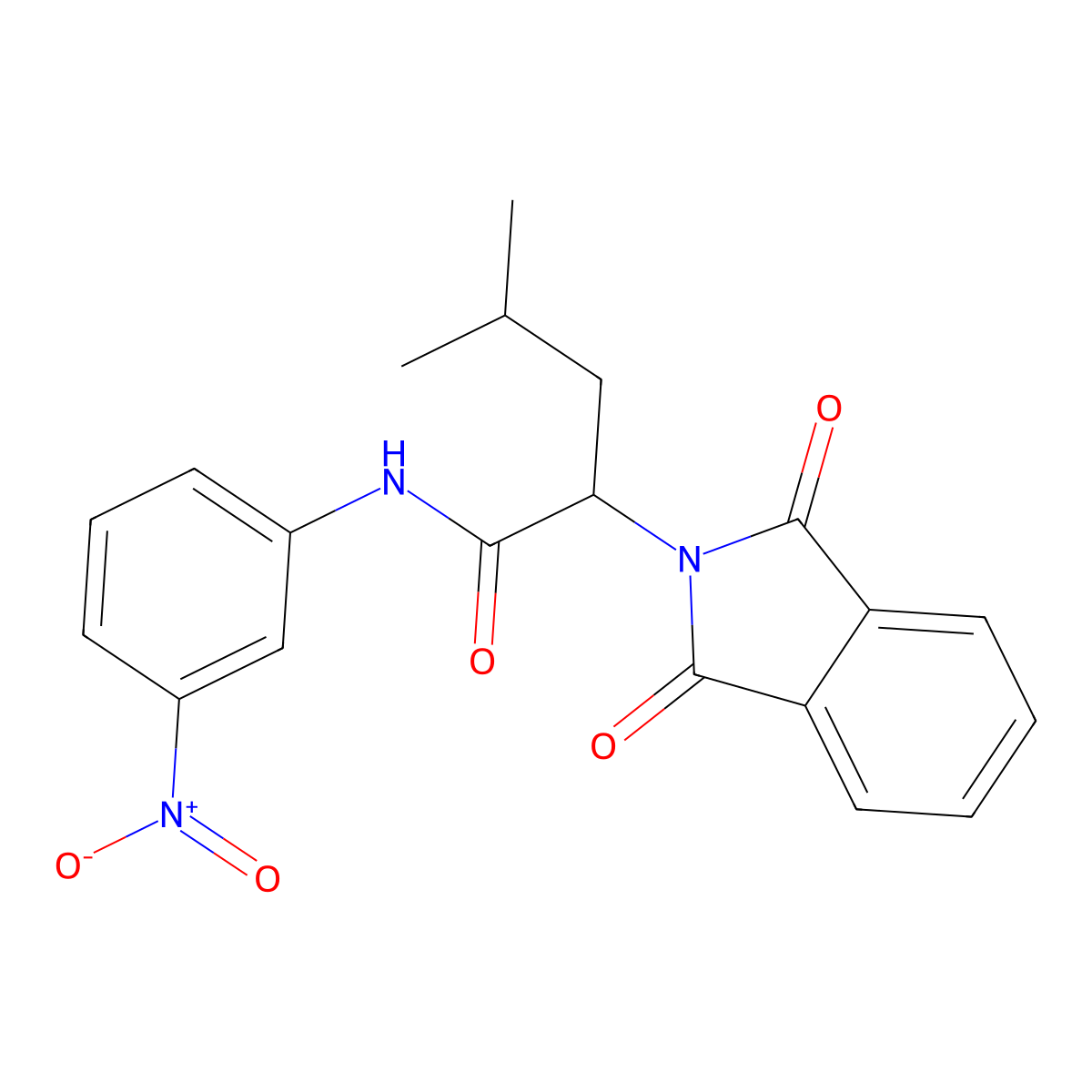 2-(1,3-dioxo-1,3-dihydro-2H-isoindol-2-yl)-N-{3-nitrophenyl}-4-methylpentanamide molecular structure, CAS 445227-85-0