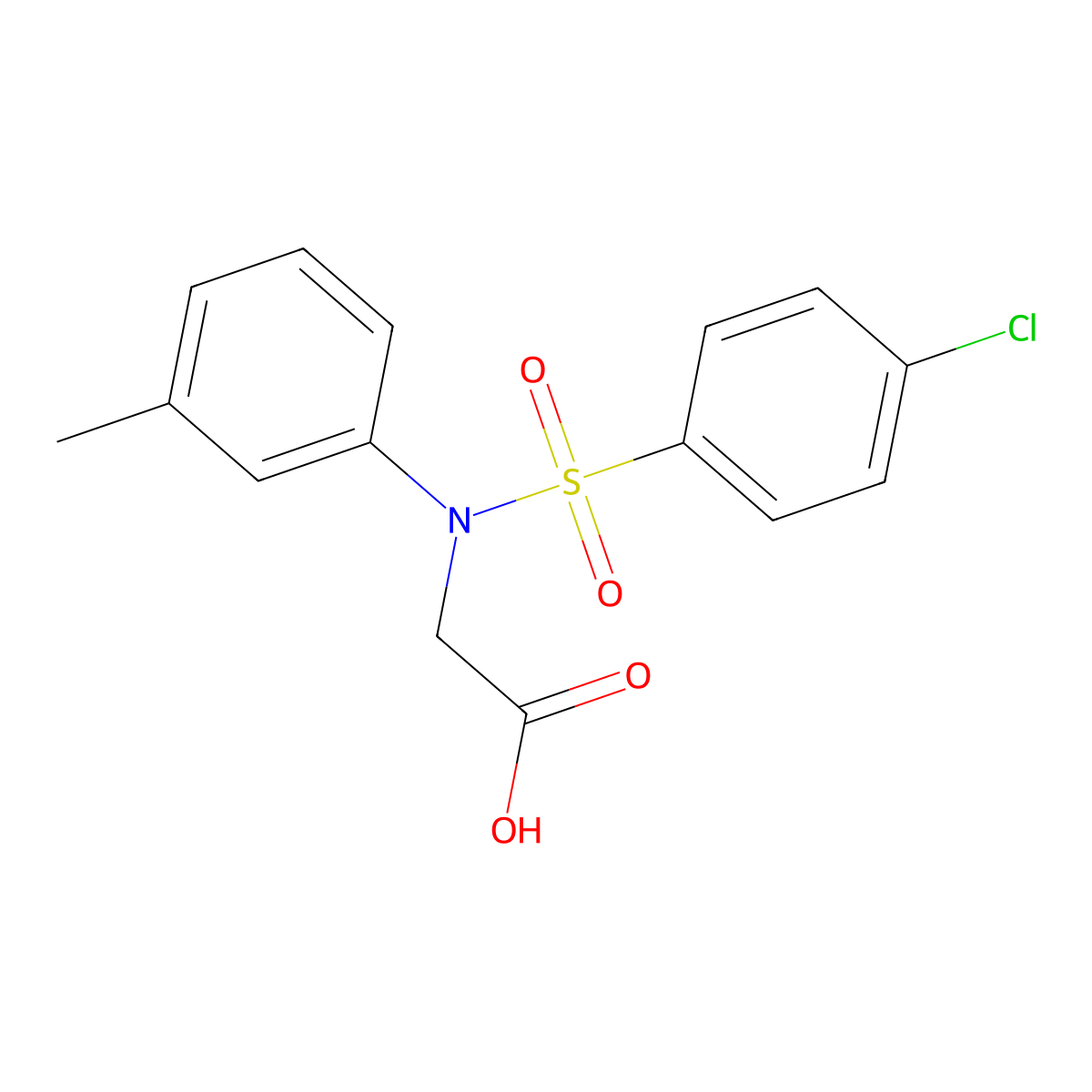 N-[(4-chlorophenyl)sulfonyl]-N-(3-methylphenyl)glycine molecular structure, CAS 445227-98-5