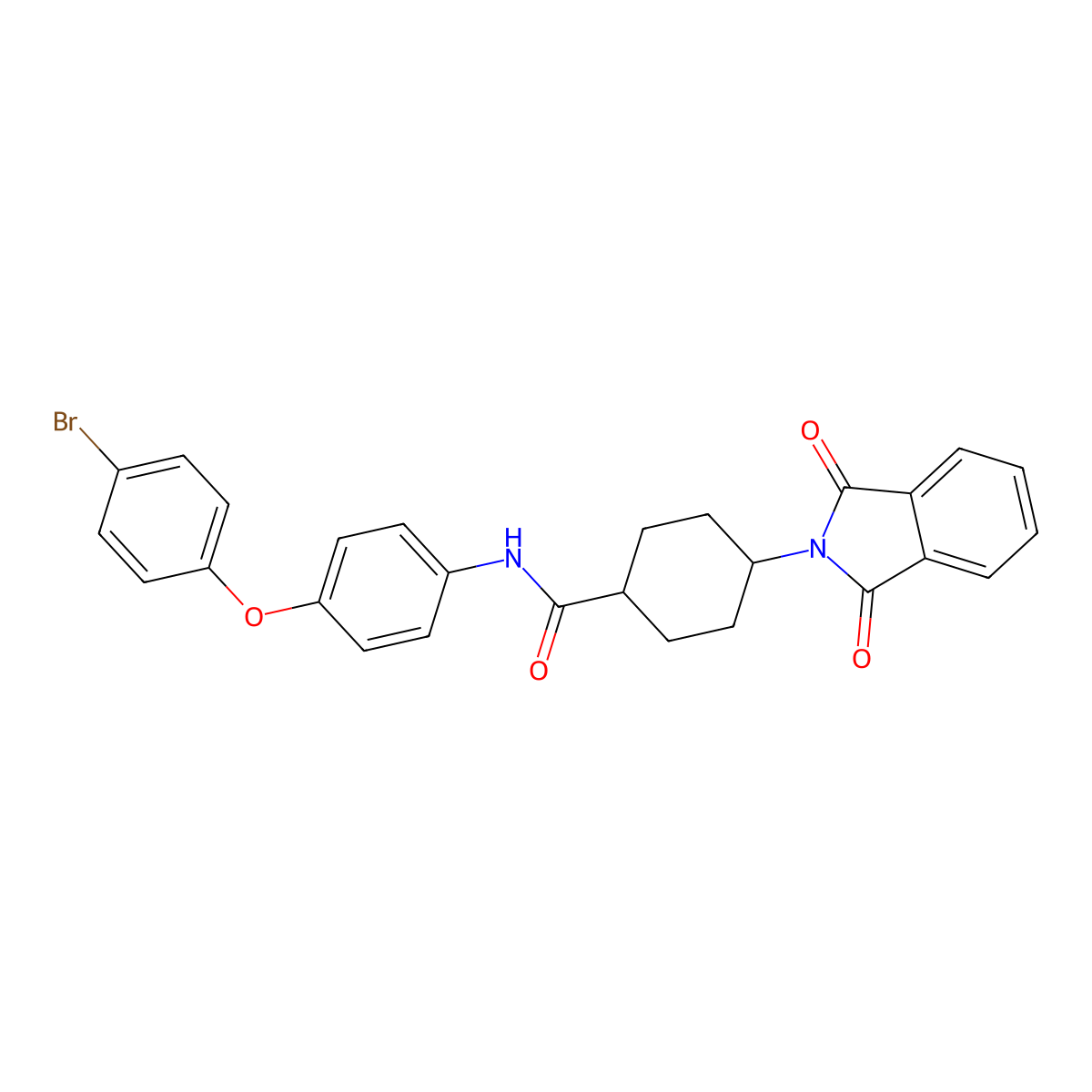 N-[4-(4-bromophenoxy)phenyl]-4-(1,3-dioxoisoindol-2-yl)cyclohexane-1-carboxamide molecular structure, CAS 445228-13-7