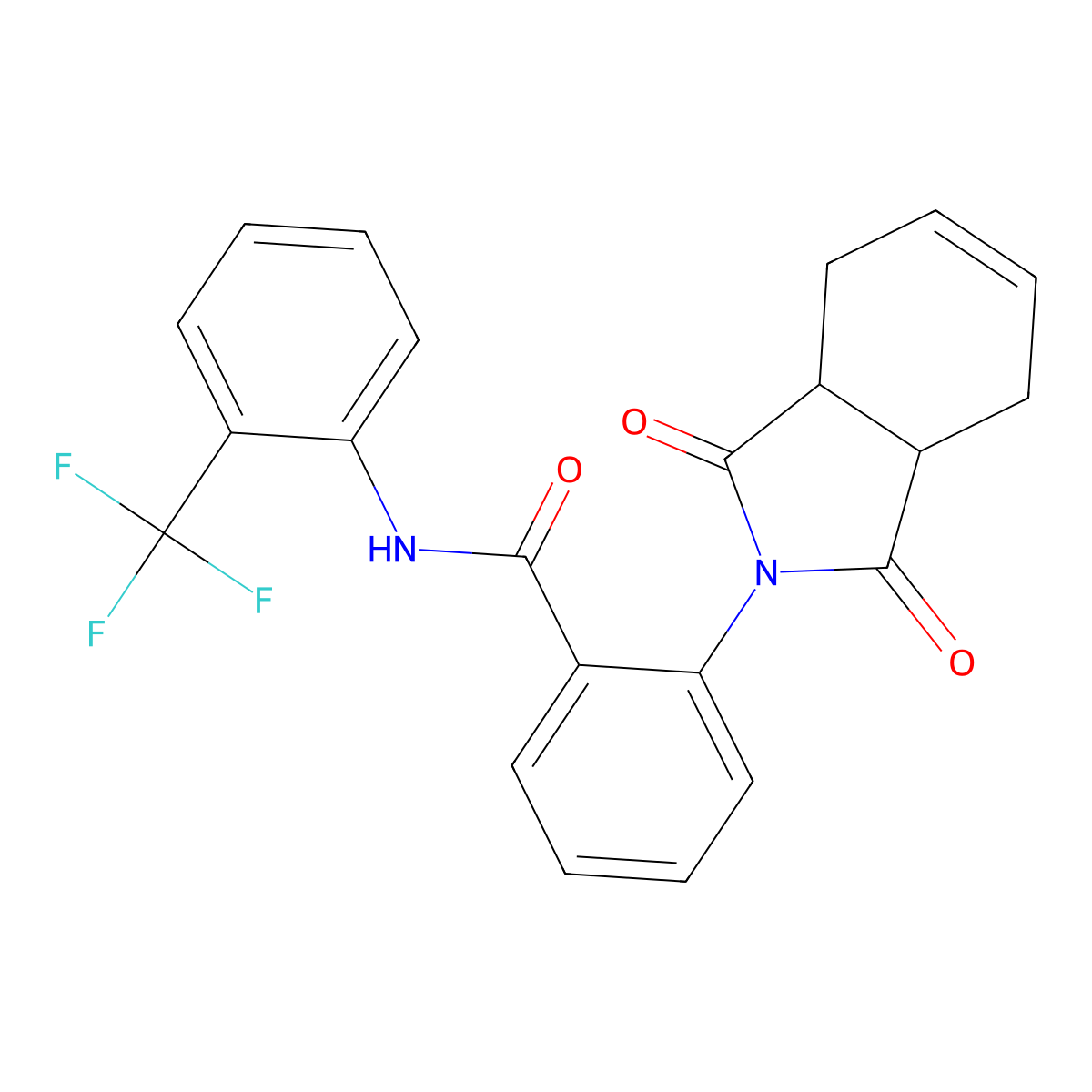 2-(1,3-dioxo-3a,4,7,7a-tetrahydroisoindol-2-yl)-N-[2-(trifluoromethyl)phenyl]benzamide molecular structure, CAS 445228-21-7