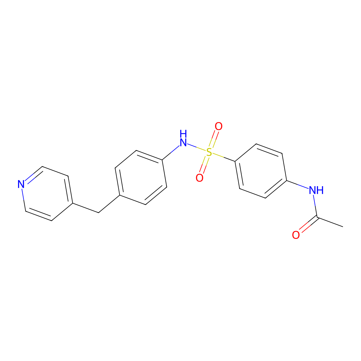 N-[4-[[4-(pyridin-4-ylmethyl)phenyl]sulfamoyl]phenyl]acetamide molecular structure, CAS 445228-61-5