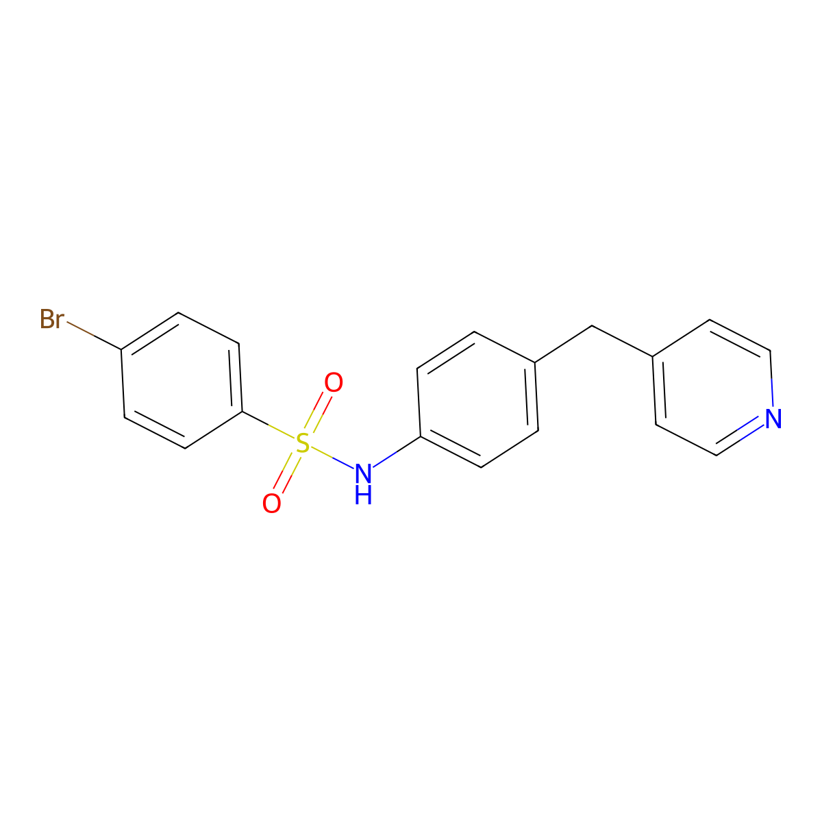 4-bromo-N-[4-(pyridin-4-ylmethyl)phenyl]benzenesulfonamide molecular structure, CAS 445228-64-8