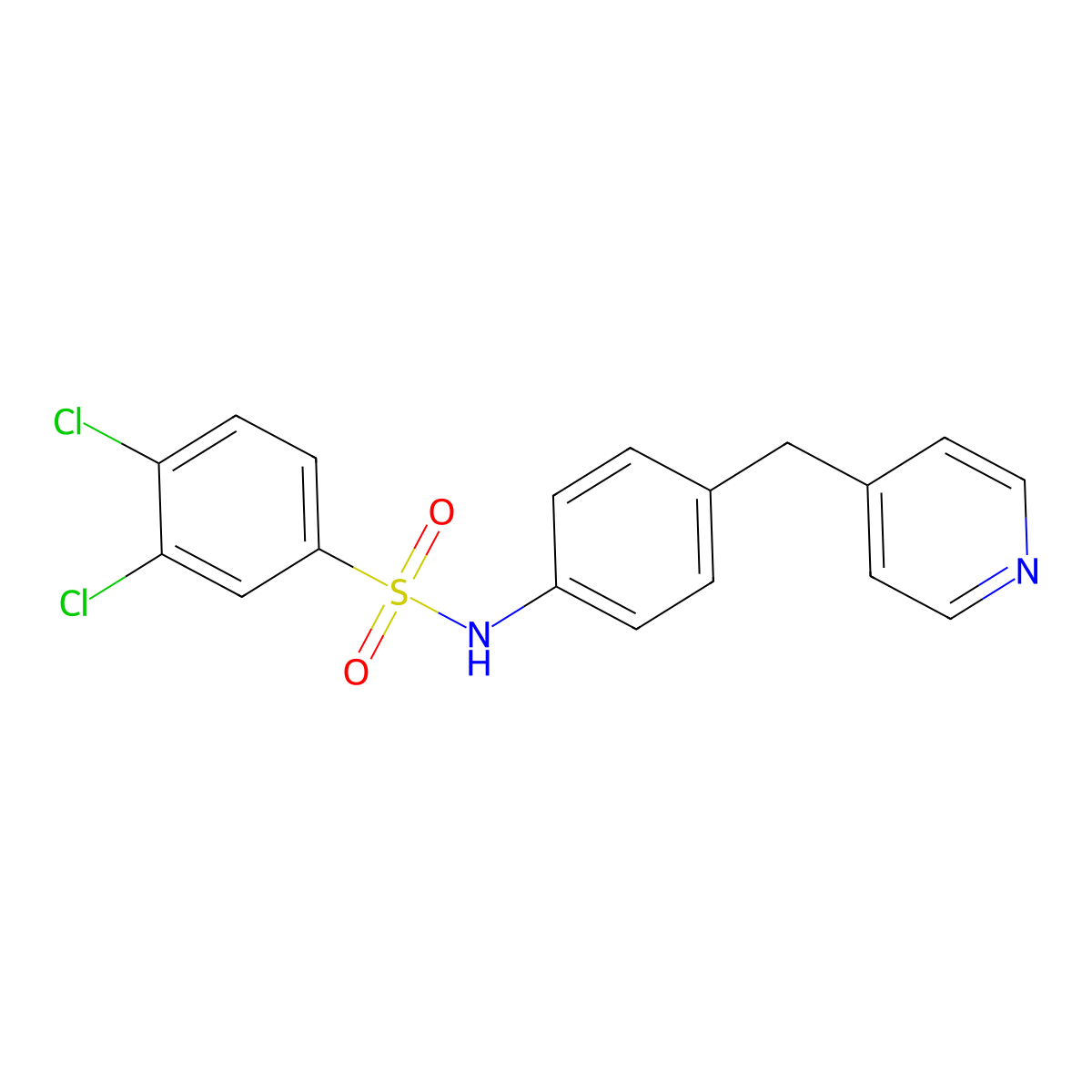 3,4-dichloro-N-[4-(pyridin-4-ylmethyl)phenyl]benzenesulfonamide molecular structure, CAS 445228-65-9