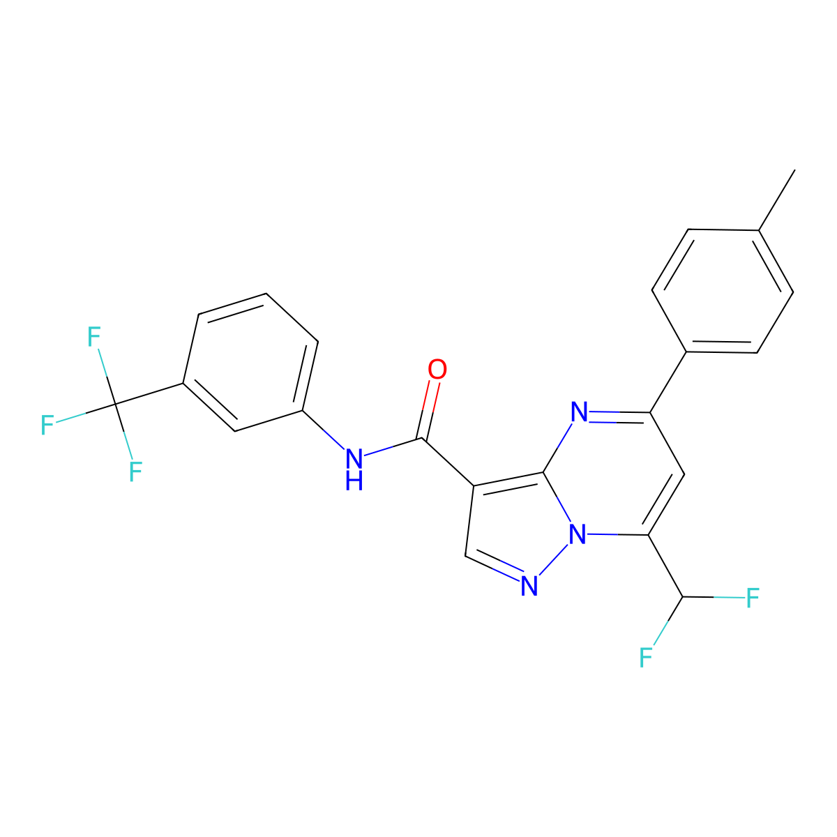 7-(difluoromethyl)-5-(4-methylphenyl)-N-[3-(trifluoromethyl)phenyl]pyrazolo[1,5-a]pyrimidine-3-carboxamide molecular structure, CAS 445229-66-3