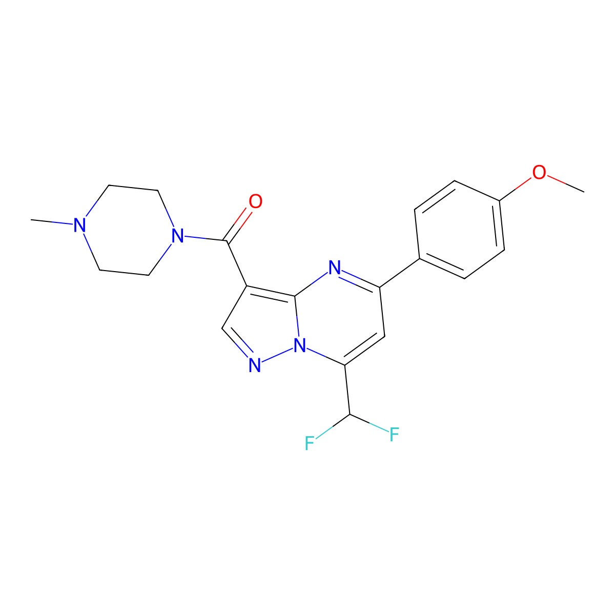 [7-(Difluoromethyl)-5-(4-methoxyphenyl)pyrazolo[1,5-a]pyrimidin-3-yl]-(4-methylpiperazin-1-yl)methanone molecular structure, CAS 445229-74-3