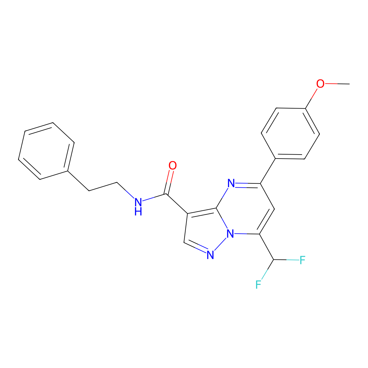 7-(difluoromethyl)-5-(4-methoxyphenyl)-N-(2-phenylethyl)pyrazolo[1,5-a]pyrimidine-3-carboxamide molecular structure, CAS 445230-21-7