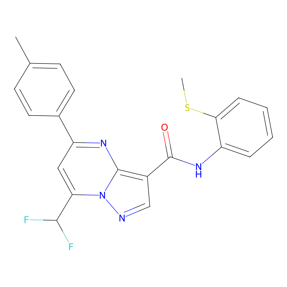 7-(difluoromethyl)-5-(4-methylphenyl)-N-[2-(methylsulfanyl)phenyl]pyrazolo[1,5-a]pyrimidine-3-carboxamide molecular structure, CAS 445230-34-2