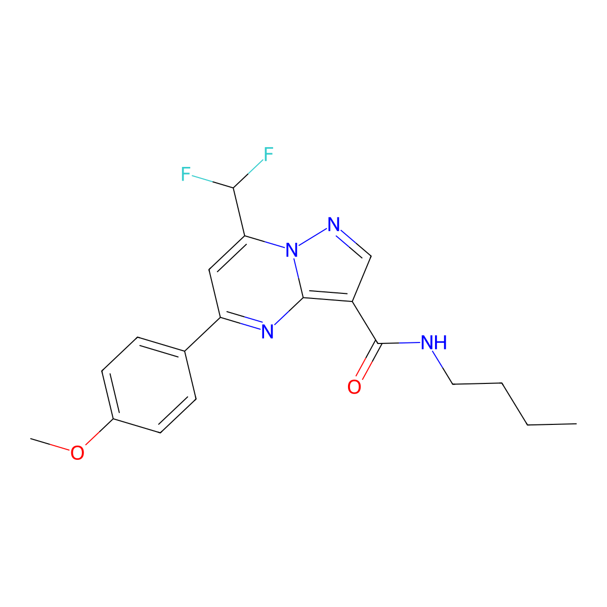 N-butyl-7-(difluoromethyl)-5-(4-methoxyphenyl)pyrazolo[1,5-a]pyrimidine-3-carboxamide molecular structure, CAS 445230-36-4