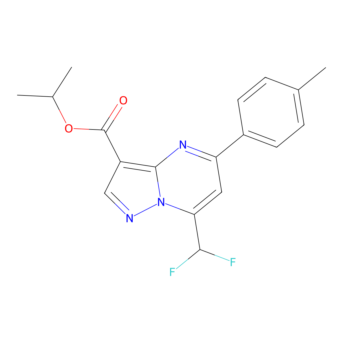 Isopropyl 7-(difluoromethyl)-5-(4-methylphenyl)pyrazolo[1,5-a]pyrimidine-3-carboxylate molecular structure, CAS 445230-67-1
