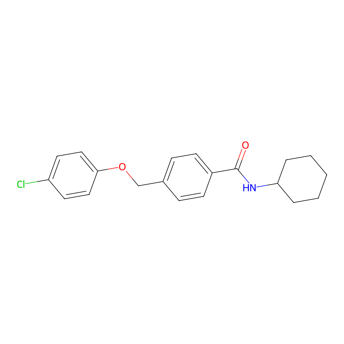 4-[(4-chlorophenoxy)methyl]-N-cyclohexylbenzamide molecular structure, CAS 445231-07-2