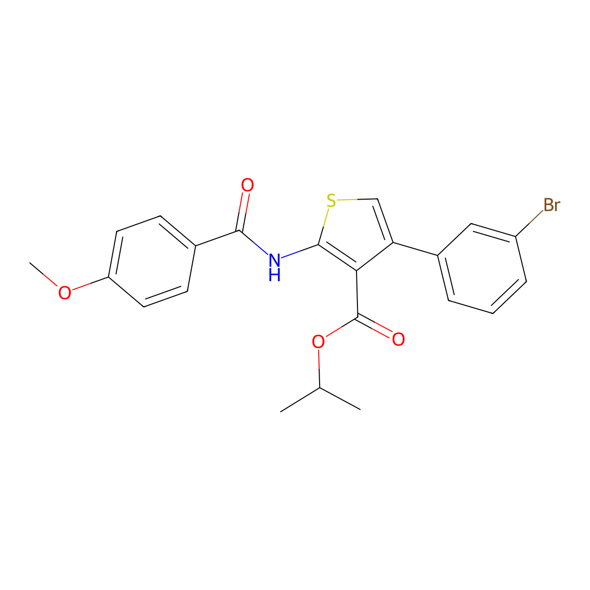 Isopropyl 4-(3-bromophenyl)-2-[(4-methoxybenzoyl)amino]-3-thiophenecarboxylate molecular structure, CAS 445231-18-5