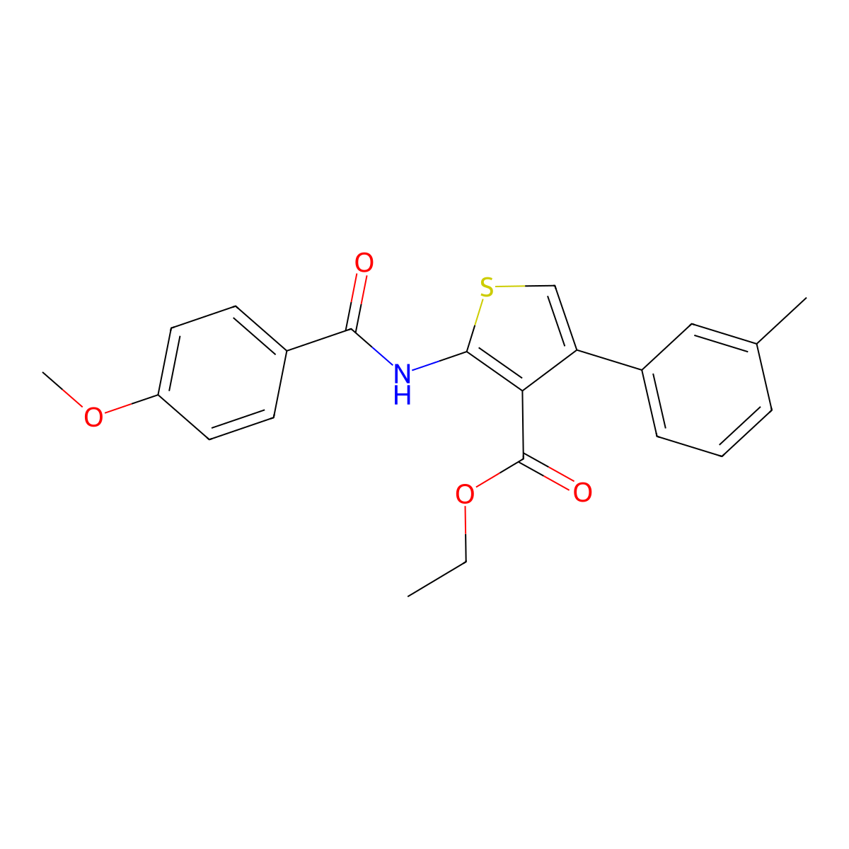 Ethyl 2-[(4-methoxybenzoyl)amino]-4-(3-methylphenyl)-3-thiophenecarboxylate molecular structure, CAS 445231-20-9