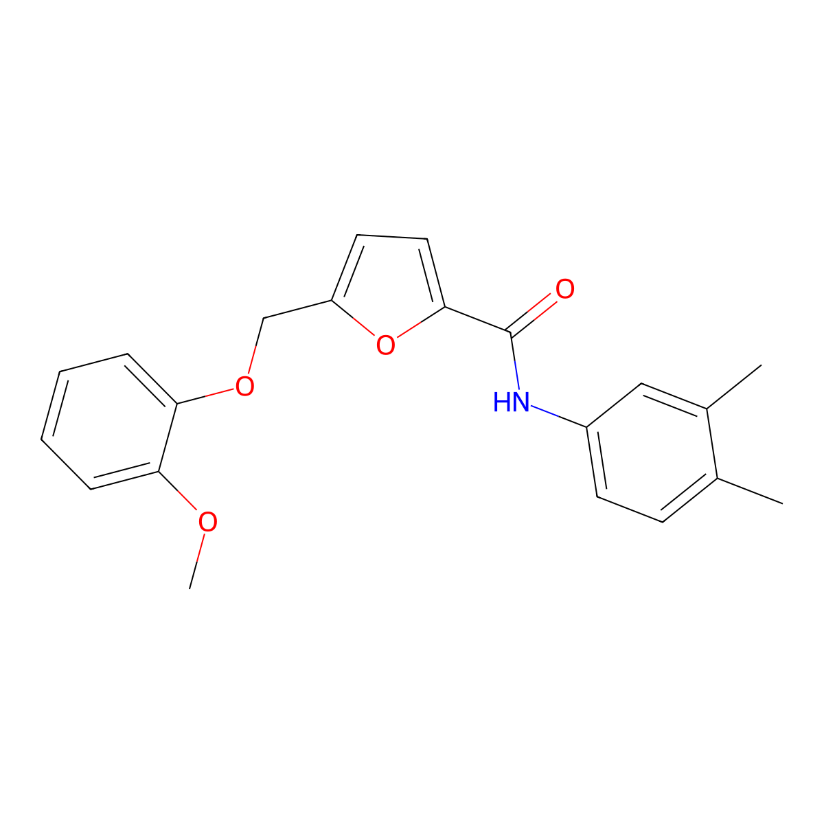 N-(3,4-dimethylphenyl)-5-[(2-methoxyphenoxy)methyl]furan-2-carboxamide molecular structure, CAS 445231-47-0
