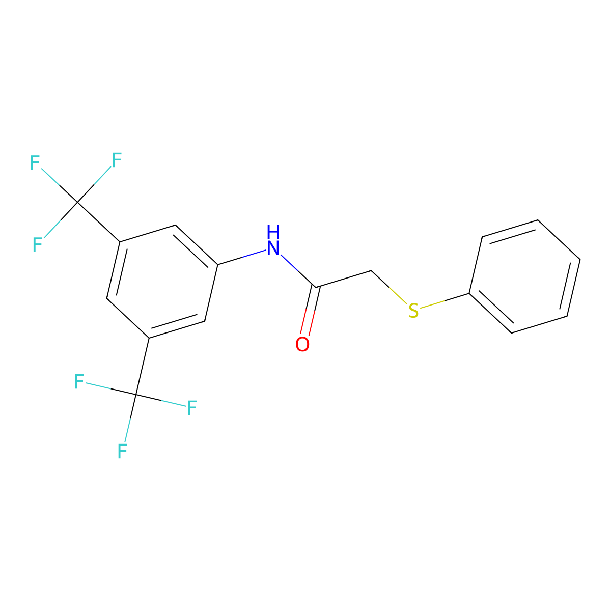 N-[3,5-bis(trifluoromethyl)phenyl]-2-phenylsulfanylacetamide molecular structure, CAS 445231-68-5
