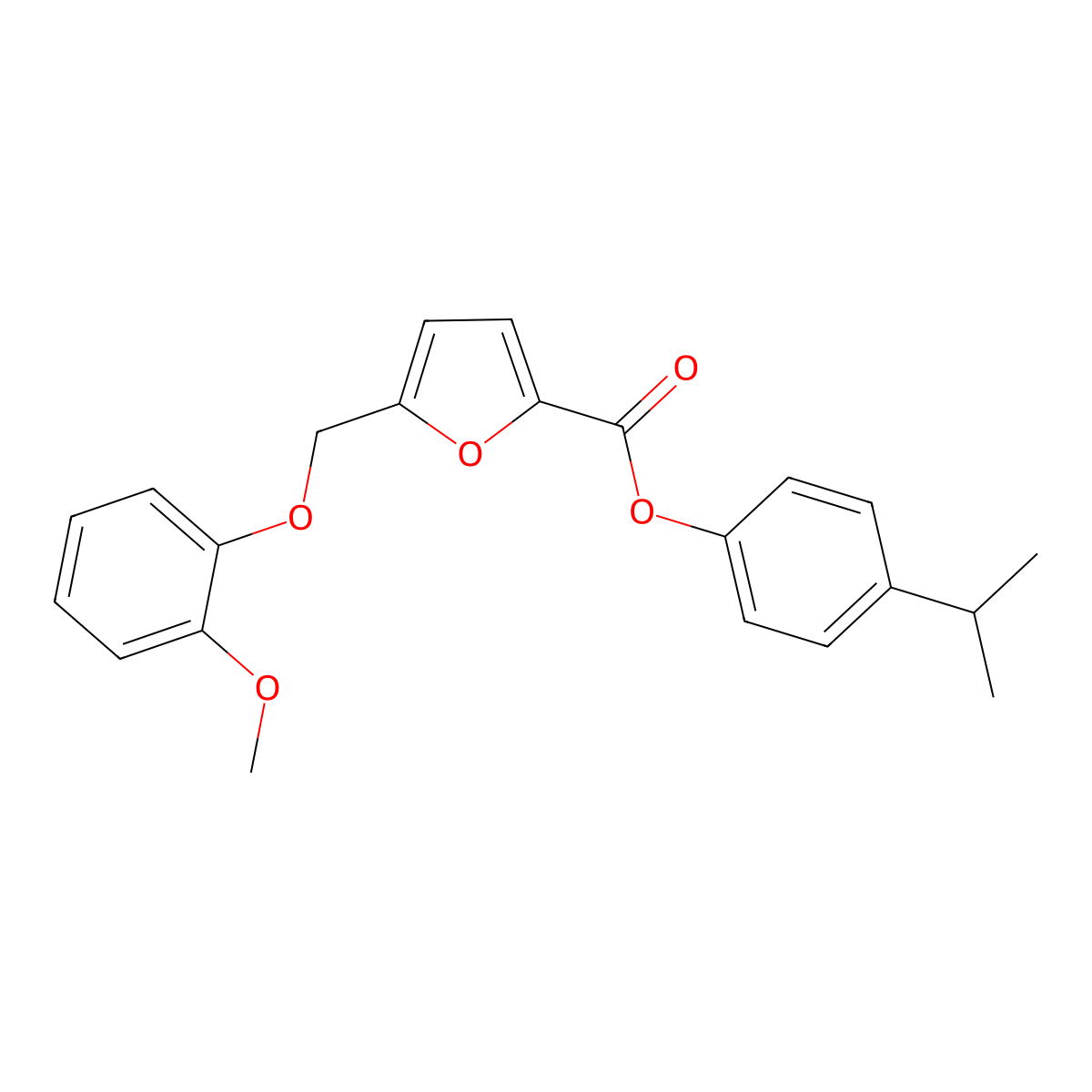 4-Isopropylphenyl 5-[(2-methoxyphenoxy)methyl]-2-furoate molecular structure, CAS 445231-86-7