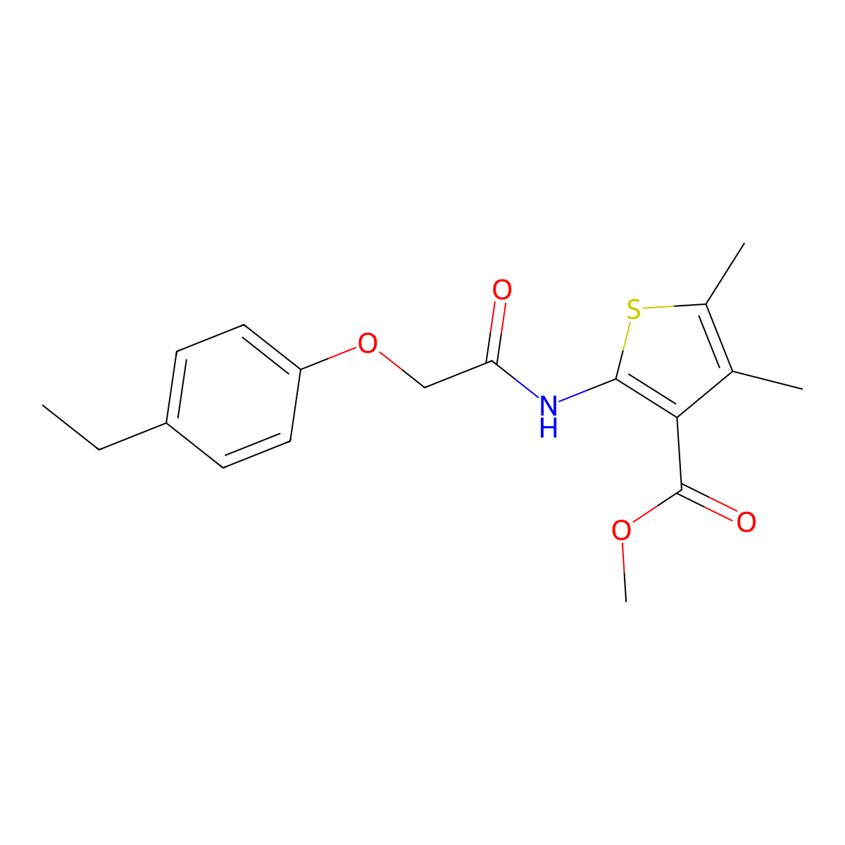 Methyl 2-{[(4-ethylphenoxy)acetyl]amino}-4,5-dimethyl-3-thiophenecarboxylate molecular structure, CAS 445231-87-8