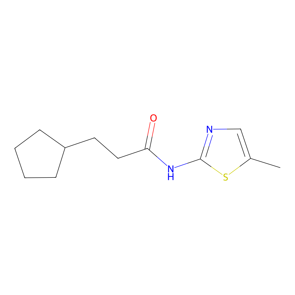 3-cyclopentyl-N-(5-methyl-1,3-thiazol-2-yl)propanamide molecular structure, CAS 445232-08-6