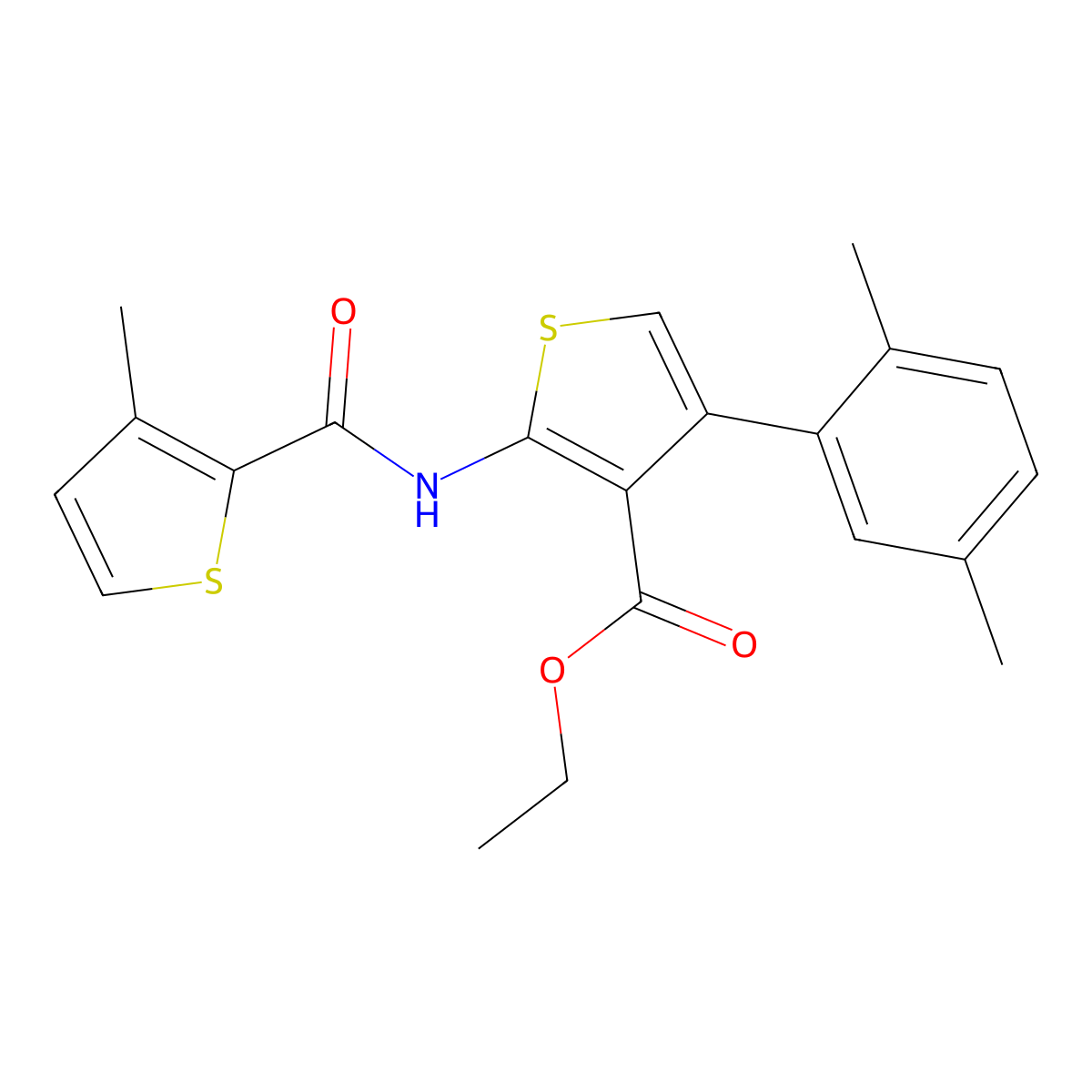 Ethyl 4-(2,5-dimethylphenyl)-2-[(3-methylthiophene-2-carbonyl)amino]thiophene-3-carboxylate molecular structure, CAS 445232-85-9