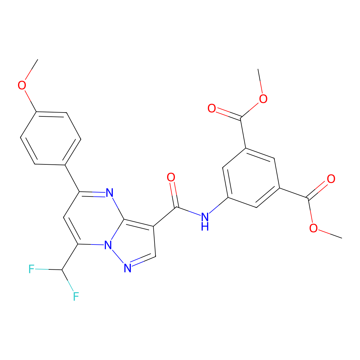 Dimethyl 5-({[7-(difluoromethyl)-5-(4-methoxyphenyl)pyrazolo[1,5-a]pyrimidin-3-yl]carbonyl}amino)isophthalate molecular structure, CAS 445232-95-1