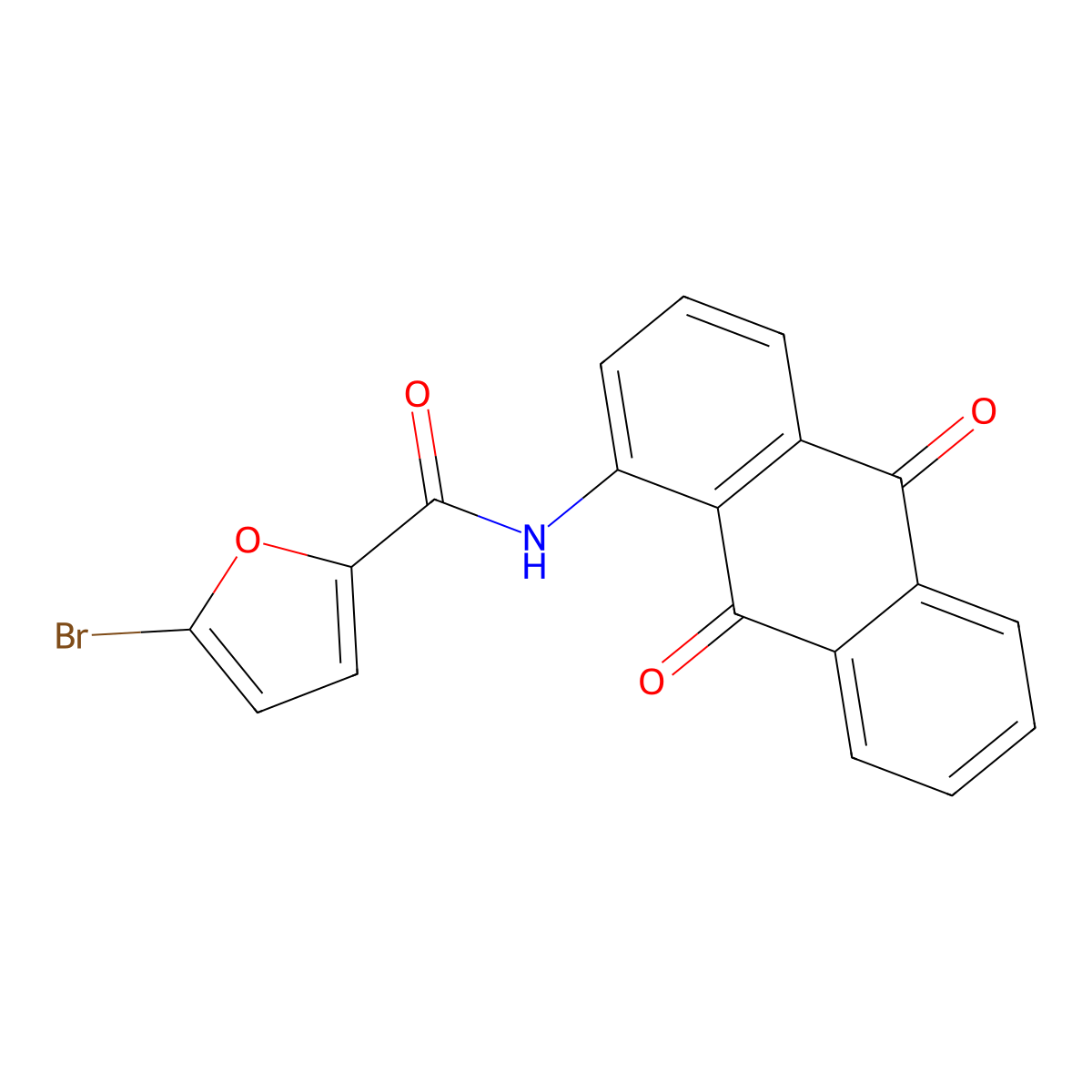 5-bromo-N-(9,10-dioxoanthracen-1-yl)furan-2-carboxamide molecular structure, CAS 445233-36-3