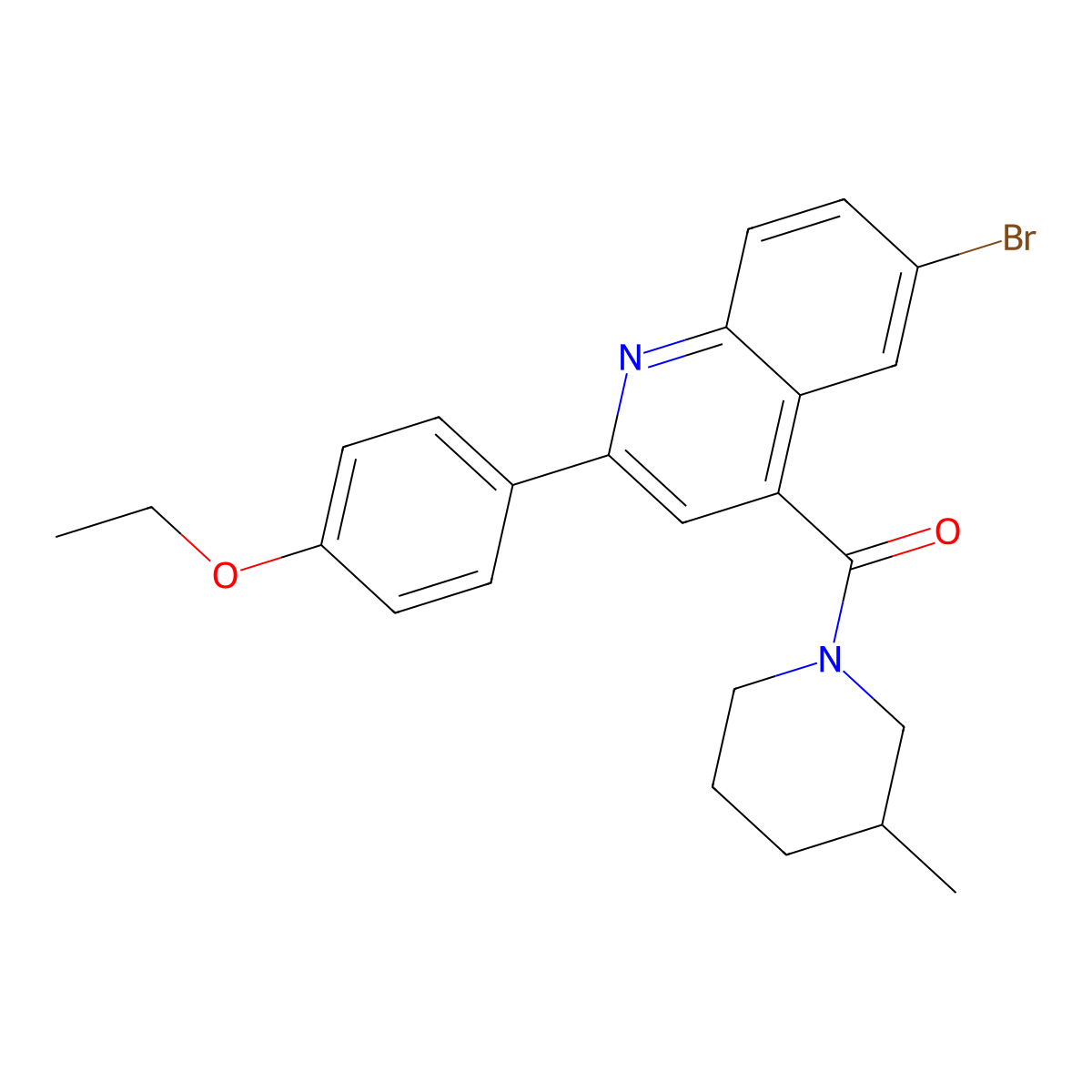 [6-Bromo-2-(4-ethoxyphenyl)quinolin-4-yl]-(3-methylpiperidin-1-yl)methanone molecular structure, CAS 445234-25-3