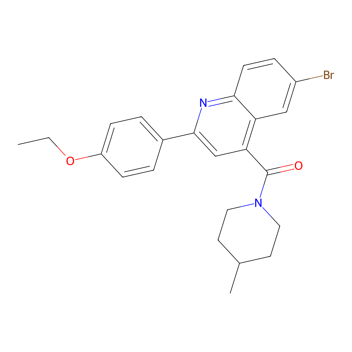 [6-Bromo-2-(4-ethoxyphenyl)quinolin-4-yl]-(4-methylpiperidin-1-yl)methanone molecular structure, CAS 445234-44-6