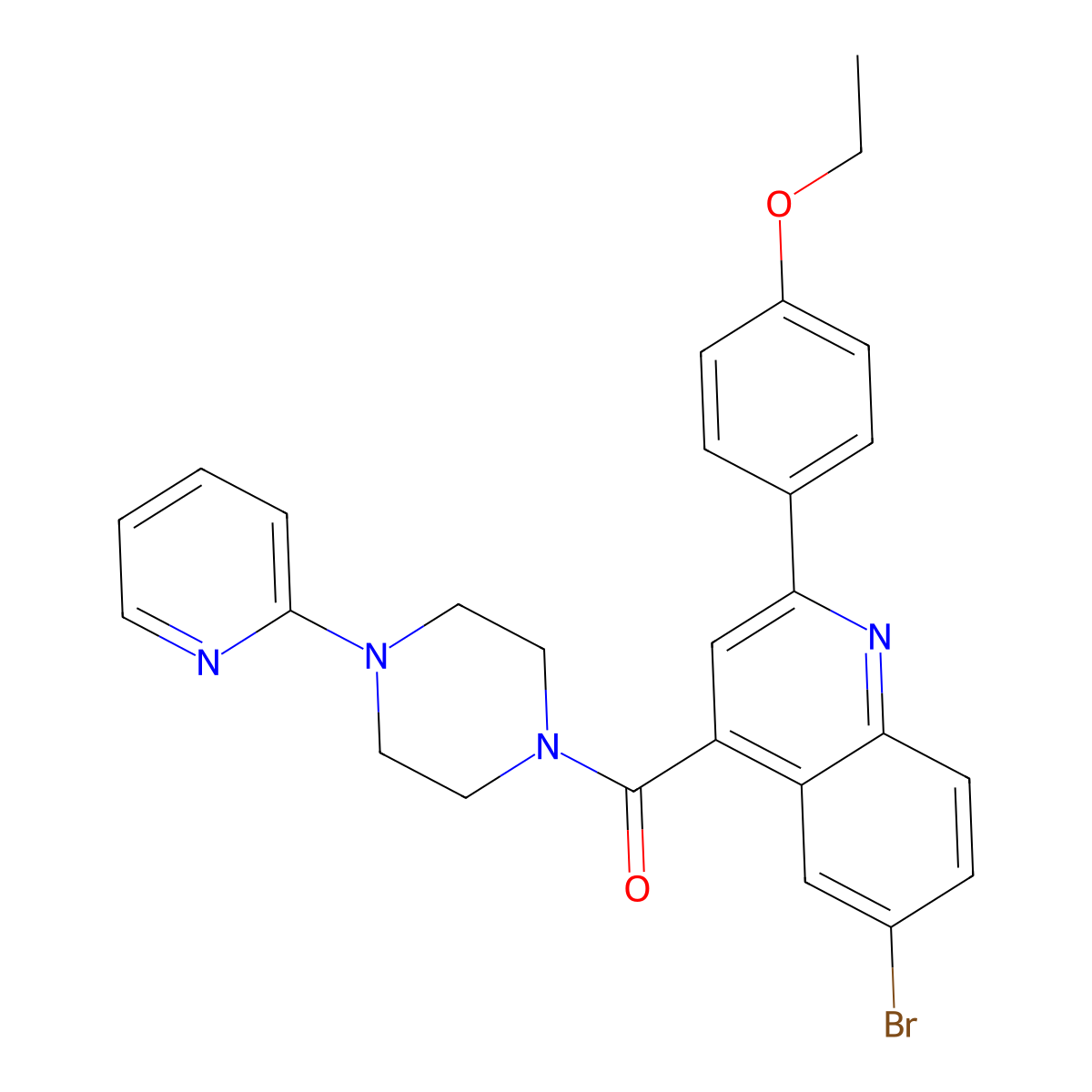 [6-Bromo-2-(4-ethoxyphenyl)quinolin-4-yl]-(4-pyridin-2-ylpiperazin-1-yl)methanone molecular structure, CAS 445234-46-8