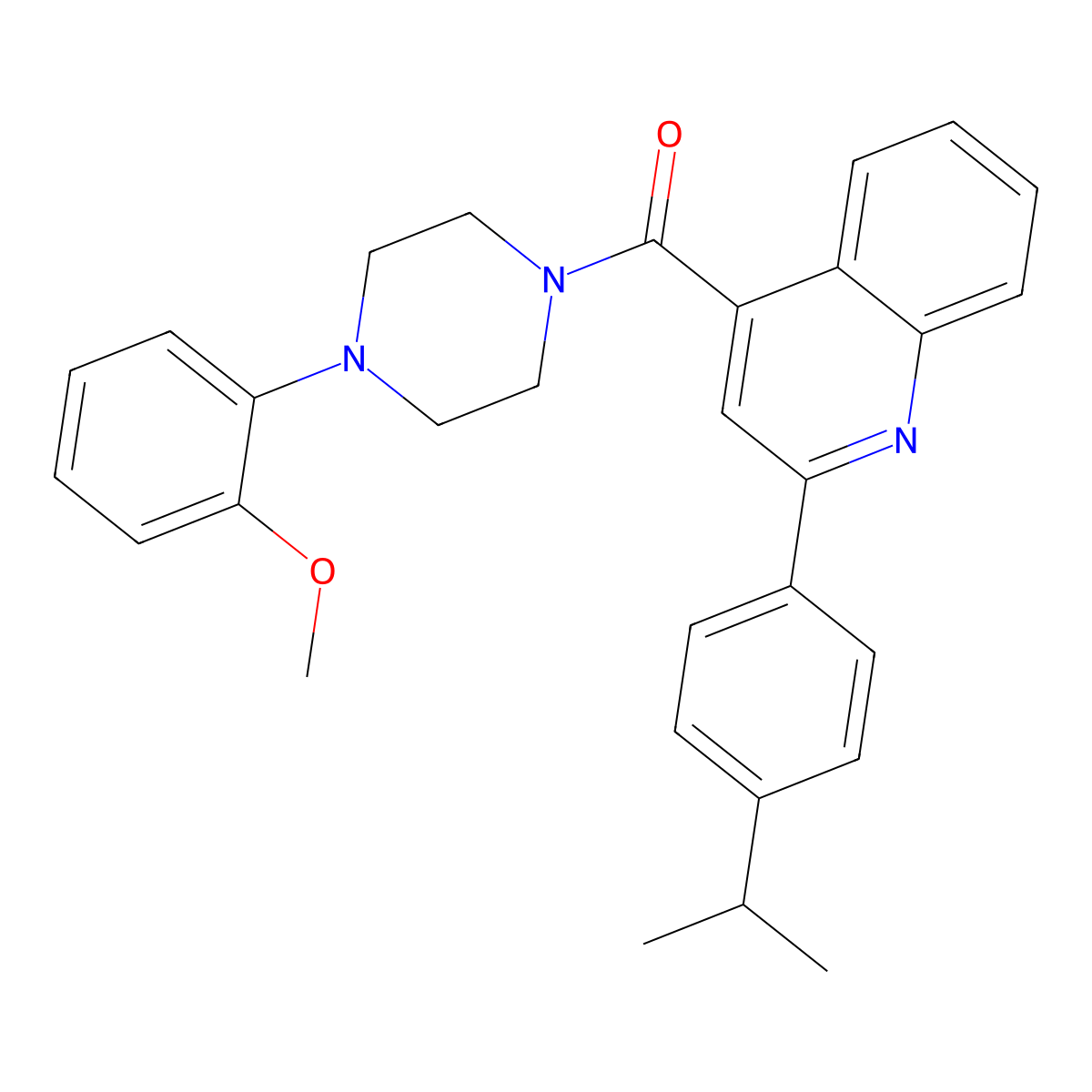 [4-(2-Methoxyphenyl)piperazin-1-yl]-[2-(4-propan-2-ylphenyl)quinolin-4-yl]methanone molecular structure, CAS 445236-13-5