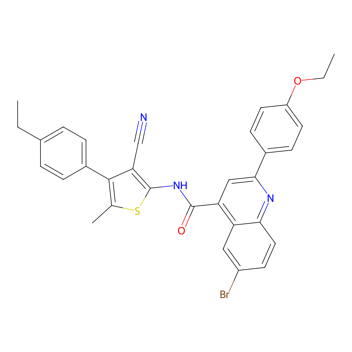 6-bromo-N-[3-cyano-4-(4-ethylphenyl)-5-methylthiophen-2-yl]-2-(4-ethoxyphenyl)quinoline-4-carboxamide molecular structure, CAS 445236-15-7