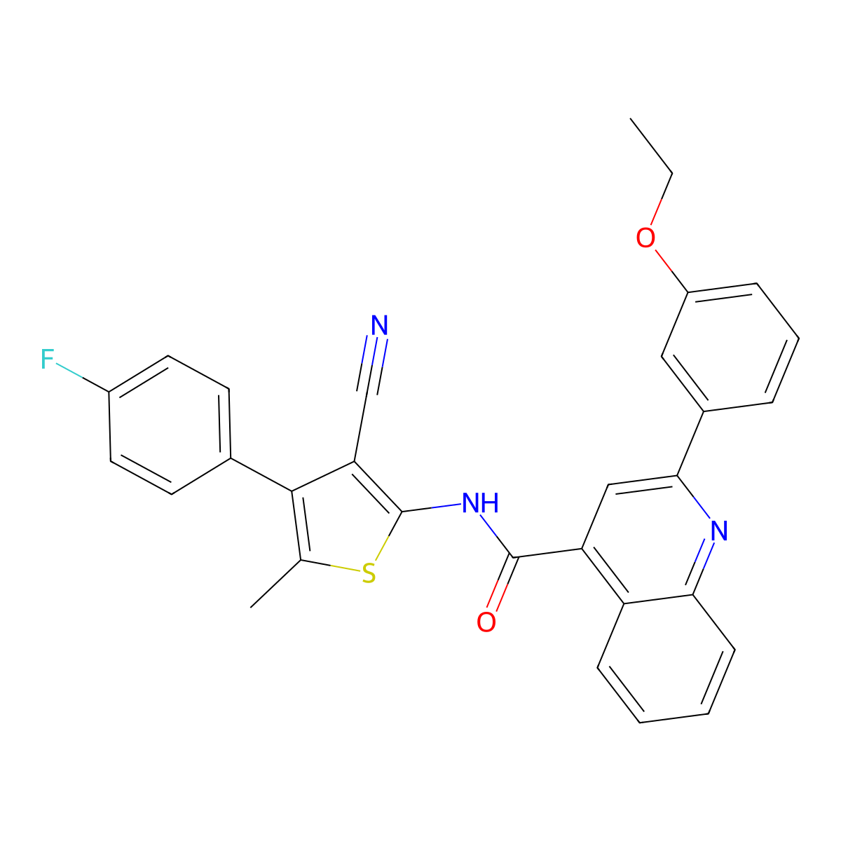 N-[3-cyano-4-(4-fluorophenyl)-5-methylthiophen-2-yl]-2-(3-ethoxyphenyl)quinoline-4-carboxamide molecular structure, CAS 445236-18-0