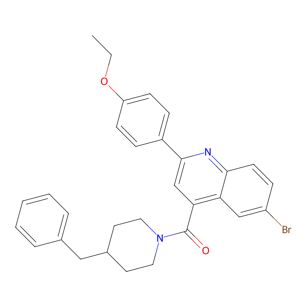 (4-Benzylpiperidin-1-yl)-[6-bromo-2-(4-ethoxyphenyl)quinolin-4-yl]methanone molecular structure, CAS 445236-23-7