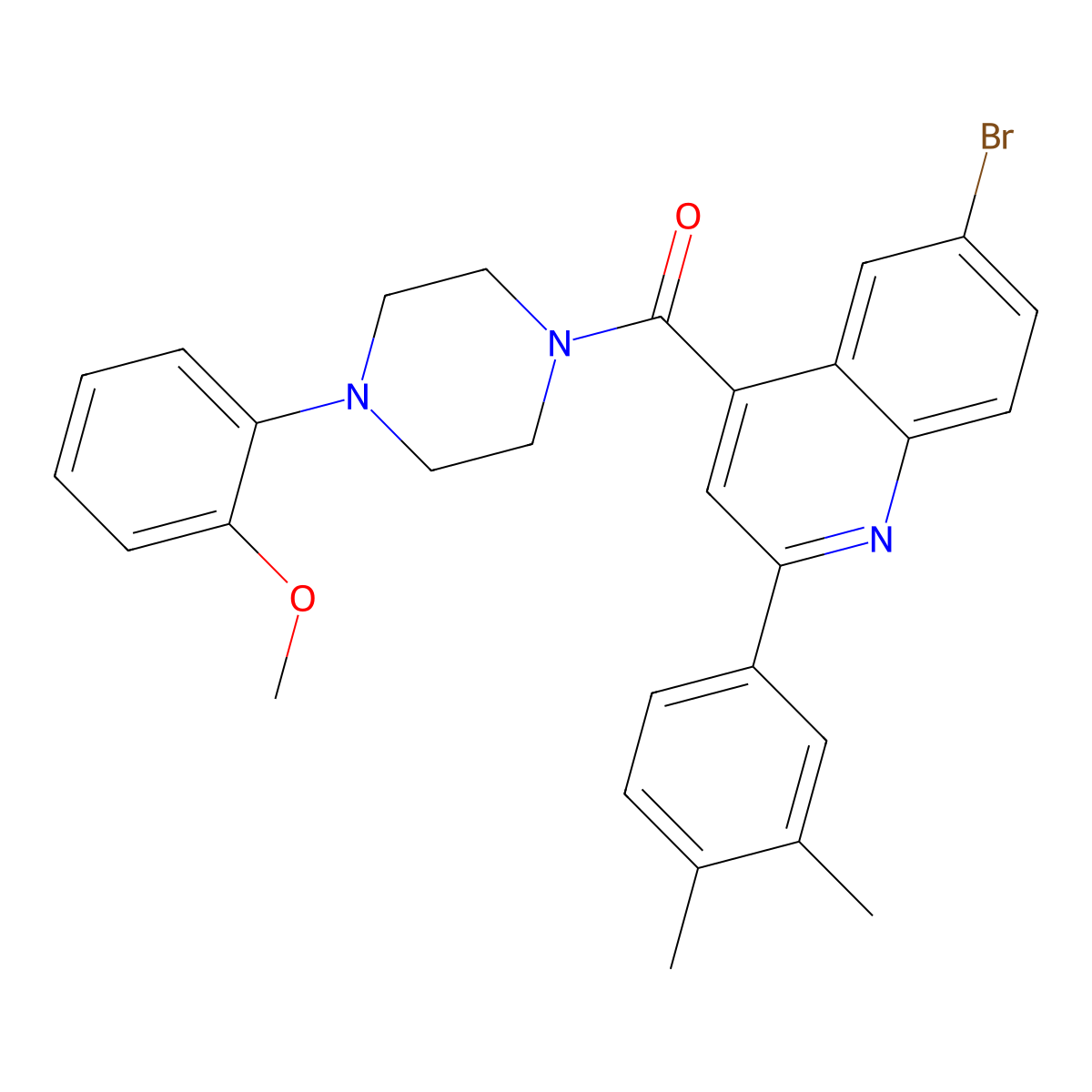 [6-Bromo-2-(3,4-dimethylphenyl)quinolin-4-yl]-[4-(2-methoxyphenyl)piperazin-1-yl]methanone molecular structure, CAS 445236-31-7
