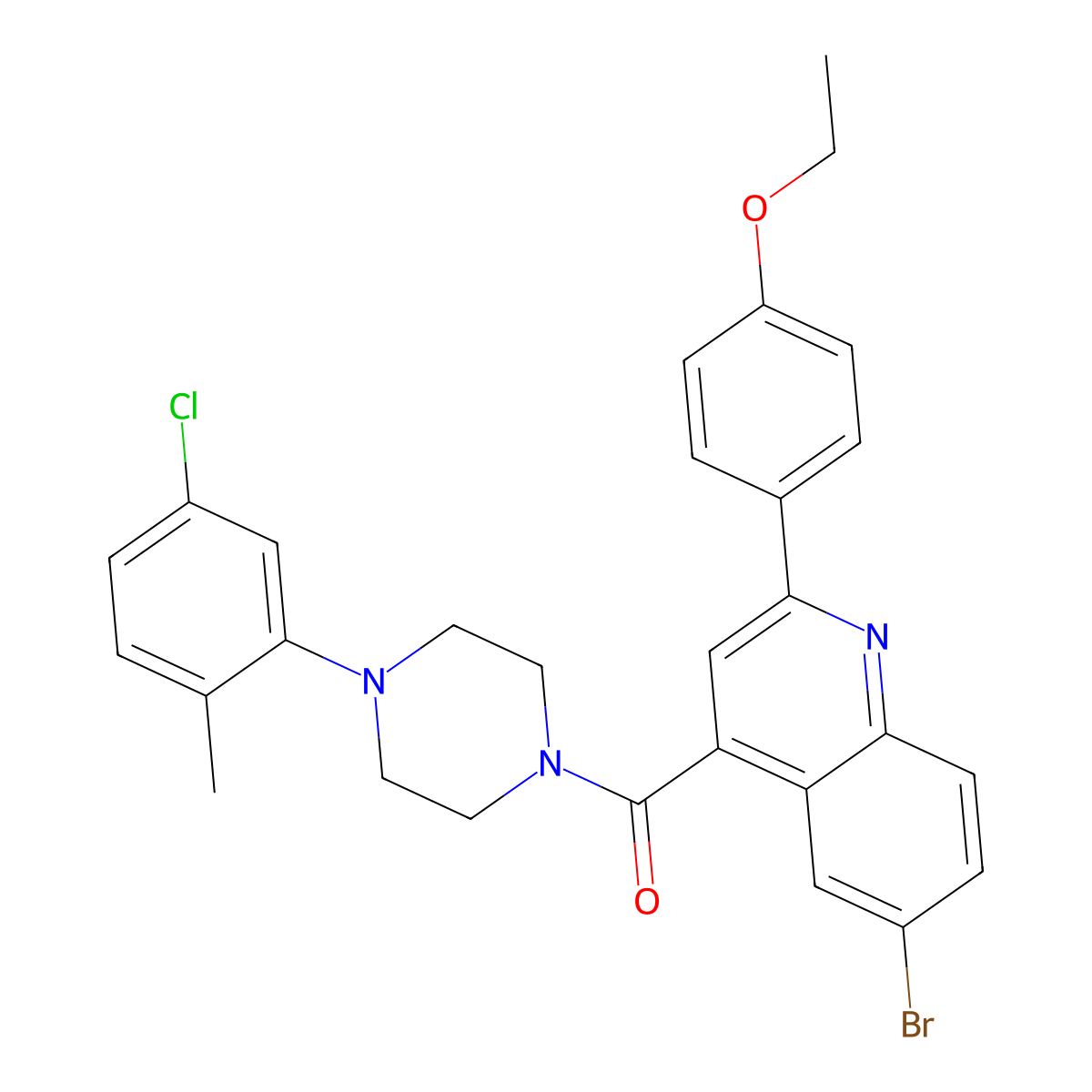 [6-Bromo-2-(4-ethoxyphenyl)quinolin-4-yl]-[4-(5-chloro-2-methylphenyl)piperazin-1-yl]methanone molecular structure, CAS 445236-35-1
