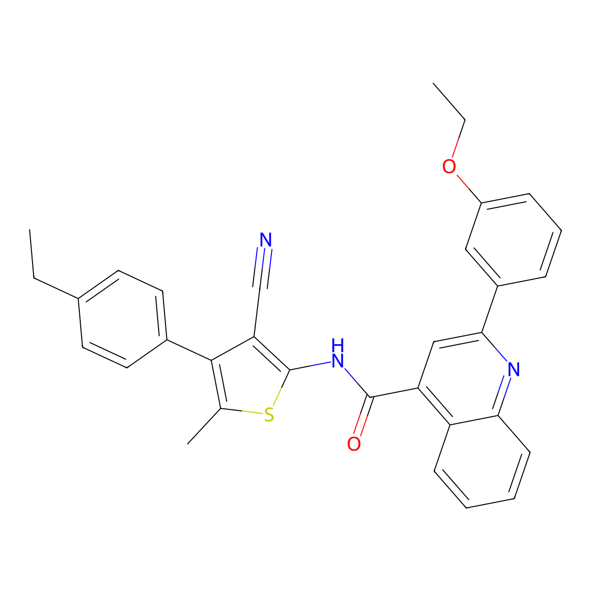 N-[3-cyano-4-(4-ethylphenyl)-5-methylthiophen-2-yl]-2-(3-ethoxyphenyl)quinoline-4-carboxamide molecular structure, CAS 445236-41-9
