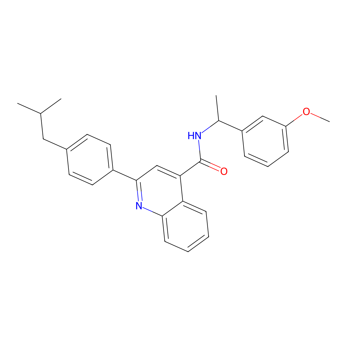 N-[1-(3-methoxyphenyl)ethyl]-2-[4-(2-methylpropyl)phenyl]quinoline-4-carboxamide molecular structure, CAS 445236-51-1