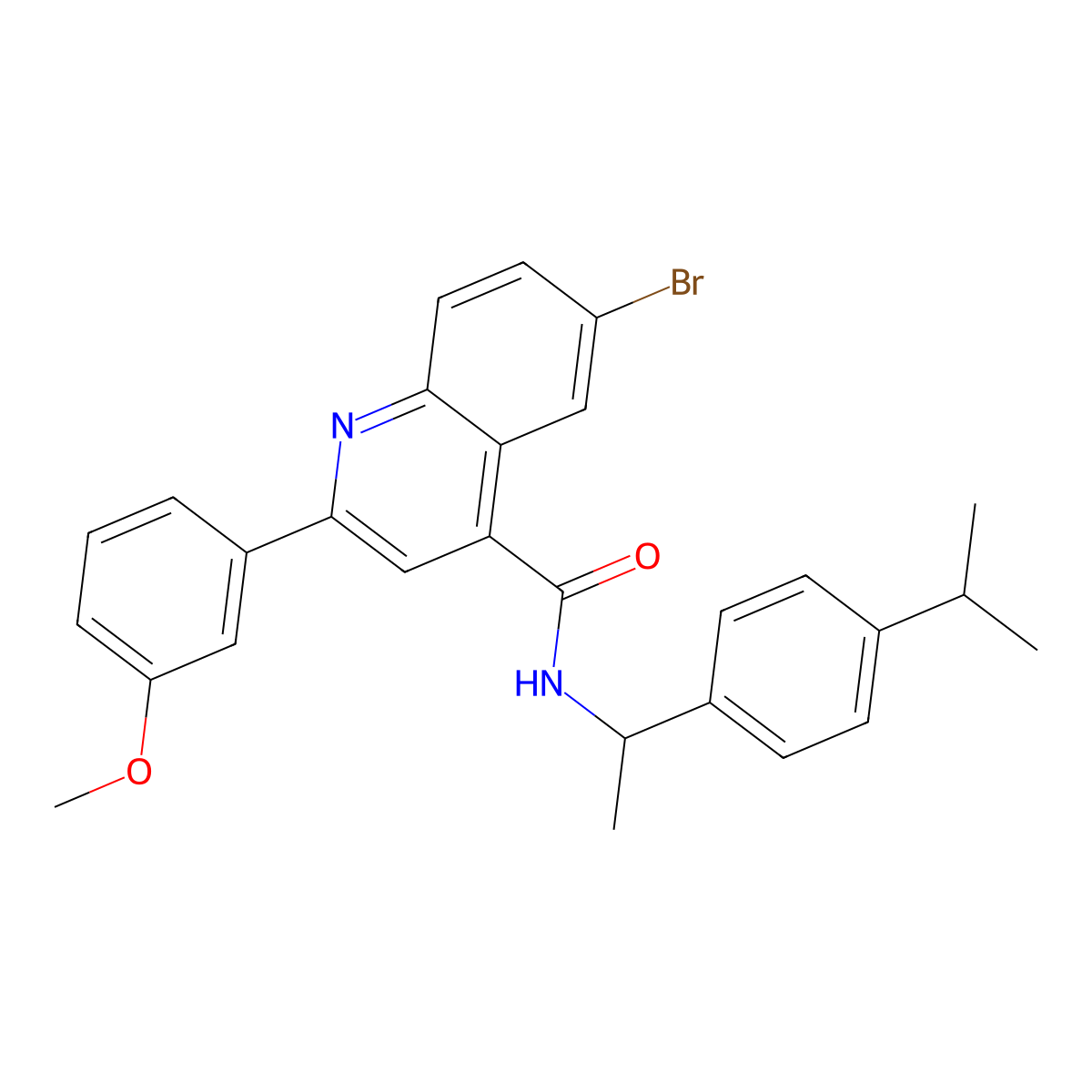 6-bromo-2-(3-methoxyphenyl)-N-[1-(4-propan-2-ylphenyl)ethyl]quinoline-4-carboxamide molecular structure, CAS 445236-52-2